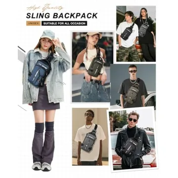 SEAFEW Anti Theft Sling Backpack with USB Port