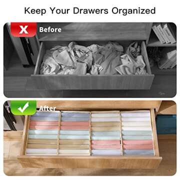Qozary Foldable Clothing Drawer Organizers - 10 Grids, Space-Saving Solutions