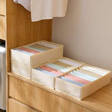 Qozary 4 Pack Foldable Drawer Organizers for Clothing