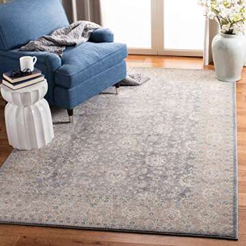 SAFAVIEH Sofia Collection X-Large Area Rug - 11' x 15', Light Grey & Beige, Vintage Oriental Distressed Design, Non-Shedding & Easy Care, Ideal for High Traffic Areas in Living Room, Bedroom (SOF330B)