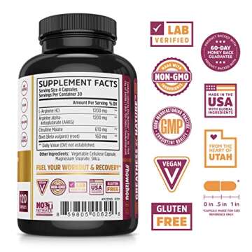 Zhou Nitric Oxide Booster for Strength and Endurance | 30 Servings