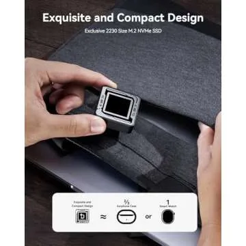 DOCKCASE Pocket M.2 2230 NVMe SSD Enclosure,Support 3s PLP Prevents Write Data Loss,USB 3.2 Gen 2 Type-C (10 Gbps), fits NVMe PCIe, Exclusive to Size 2230,Support M-Key B+M Key UASP (Black)