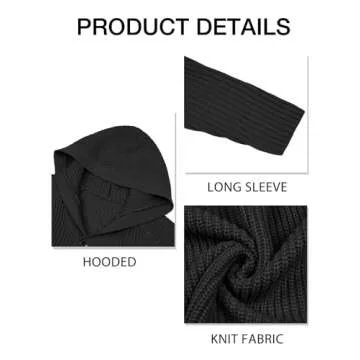 Esobo Men's Long Hooded Cardigan Sweater - Slim Fit Fashion