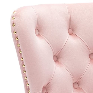 Guyou Upholstered Pink Velvet Office Chair with Gold Base