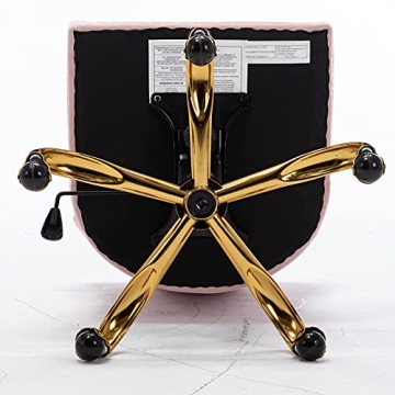 Guyou Upholstered Pink Velvet Office Chair with Gold Base