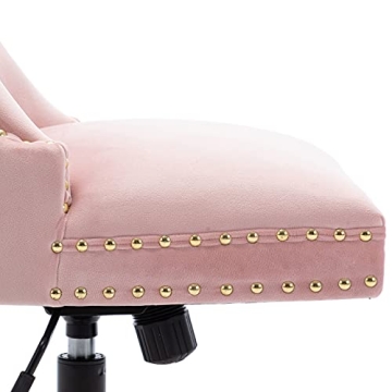 Guyou Upholstered Pink Velvet Office Chair with Gold Base