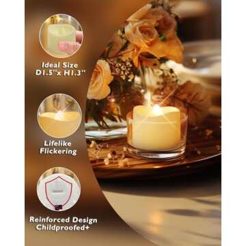 Homemory 24-Pack Flameless LED Tea Lights Candles Battery Operated, 200+Hour Fake Electric Candles TeaLights for Votive, Aniversary, Wedding Centerpiece Table Decor, Funeral, Halloween, Christmas