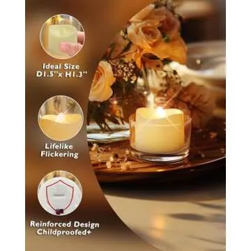 Homemory 24-Pack Flameless LED Tea Lights Candles Battery Operated, 200+Hour Fake Electric Candles TeaLights for Votive, Aniversary, Wedding Centerpiece Table Decor, Funeral, Halloween, Christmas