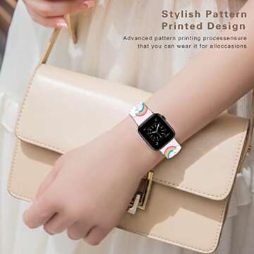 Sjiangqiao Compatible with Apple Watch Bands Stitch 42mm 44mm 45mm/Ultra 49mm Cute Cartoon Band Lovely Style Replacement Strap Soft Silicone Chic Cartoon Design Pattern Sports Bands for iWatch Series