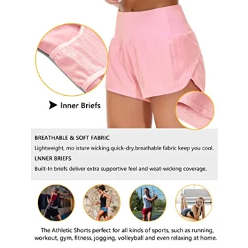 Origiwish Women's High Waisted Running Shorts with Liner - Quick Dry Athletic Fashion