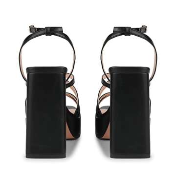 ISNOM Stylish Black Platform Heels for Women