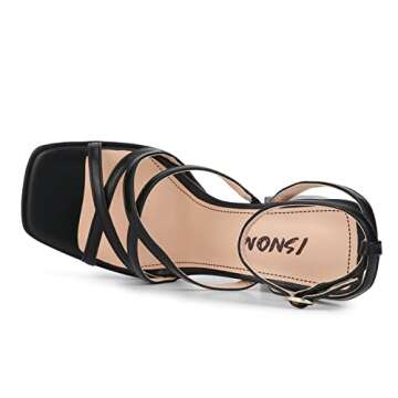 ISNOM Stylish Black Platform Heels for Women