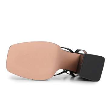 ISNOM Stylish Black Platform Heels for Women