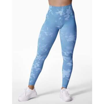 YEOREO Workout Leggings for Women Jada Scrunch Butt Lifting Leggings Seamless Screen Print Gym Yoga Pants Blue Marble S