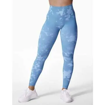 YEOREO Workout Leggings for Women Jada Scrunch Butt Lifting Leggings Seamless Screen Print Gym Yoga Pants Blue Marble S