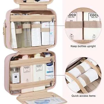 BAGSMART Toiletry Bag, Travel Toiletry Bag for Women, Water-resistant Cosmetic Makeup Bag, Large Capacity Travel Organizer for Full Sized Toiletries and Cosmetics