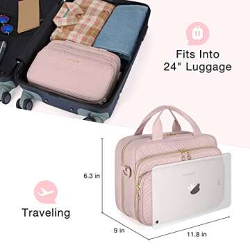 BAGSMART Toiletry Bag, Travel Toiletry Bag for Women, Water-resistant Cosmetic Makeup Bag, Large Capacity Travel Organizer for Full Sized Toiletries and Cosmetics