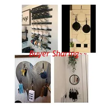 Antrader Early American Single Iron Hooks, Decorative Colonial Wall Door Key Coat Bag Hanger Hook, 1.4" x 1" Black, Pack of 10