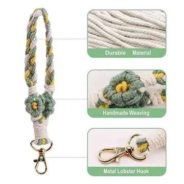 HERSAUL Boho Macrame Phone Wrist Strap,Phone Lanyard Handmade Wristlet Bracelet Keychain with Replacement Phone Strap Patch