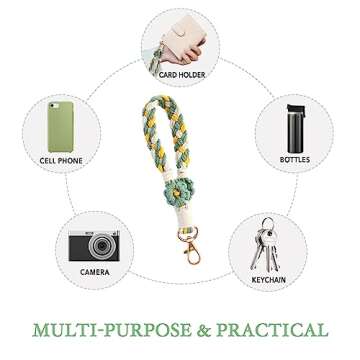 HERSAUL Boho Macrame Phone Wrist Strap,Phone Lanyard Handmade Wristlet Bracelet Keychain with Replacement Phone Strap Patch