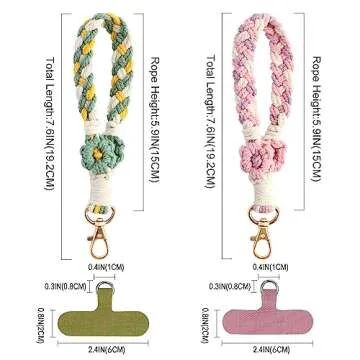 HERSAUL Boho Macrame Phone Wrist Strap,Phone Lanyard Handmade Wristlet Bracelet Keychain with Replacement Phone Strap Patch