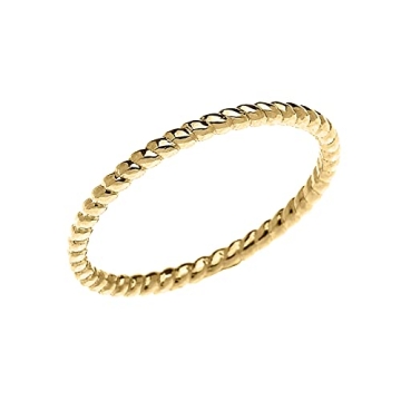 Exquisite 10K Yellow Gold Dainty Rope Cable Stackable Ring