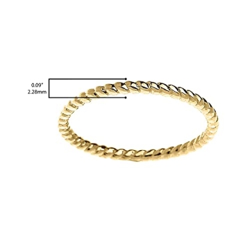10K Yellow Gold Dainty Rope Cable Stackable Ring