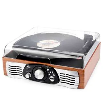 Stylish 1byone Belt Drive Turntable with Bluetooth Features