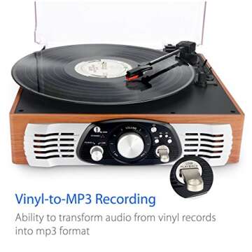 Stylish 1byone Belt Drive Turntable with Bluetooth Features