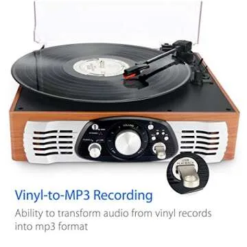 Stylish 1byone Belt Drive Turntable with Bluetooth Features