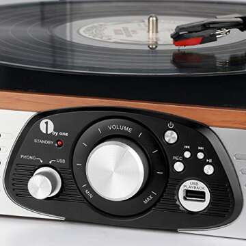 Stylish 1byone Belt Drive Turntable with Bluetooth Features