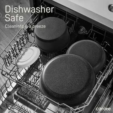 CAROTE 21pcs Pots and Pan Set Non Stick, Nonstick Induction Cookware, Detachable Handle Cookware Set, Dishwasher Safe, Removable Handle, RV Oven Safe Cookware, Midnight Black