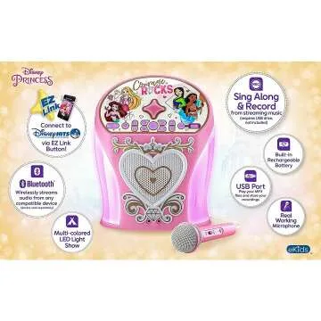 Disney Princess Karaoke Machine for Kids & Bluetooth Speaker