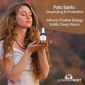 JUNIPERMIST Palo Santo and Sage Smudge Spray (4 Fl Oz) - for Cleansing Negative Energy - Sage Spray Alternative to Smudge Sticks - Sustainably Made in USA with Pure Essential Oils and Real Crystals