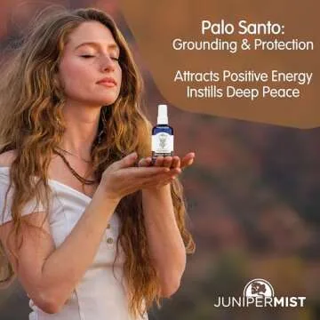 JUNIPERMIST Palo Santo and Sage Smudge Spray (4 Fl Oz) - for Cleansing Negative Energy - Sage Spray Alternative to Smudge Sticks - Sustainably Made in USA with Pure Essential Oils and Real Crystals
