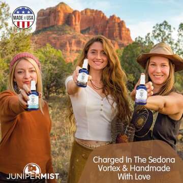 JUNIPERMIST Palo Santo and Sage Smudge Spray (4 Fl Oz) - for Cleansing Negative Energy - Sage Spray Alternative to Smudge Sticks - Sustainably Made in USA with Pure Essential Oils and Real Crystals