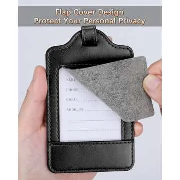 Teskyer Luggage Tags, 3 Pack PU Leather Luggage Tags for Suitcases, Privacy Protection Bag Tags Trav...