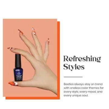 Beetles Fall Gel Polish Nail, 6 Colors Golden Empire Orange Yellow Brown Gel Polish Set Soak Off Uv LED Lamp Trendy Manicure Gel Nail Polish Kit for Girls Women