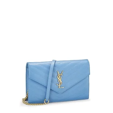 Yves Saint Laurent Blue Wallet-On-Chain - Timeless Luxury