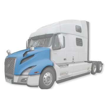 KOZAK Fiberglass Hood Shell with Turn Marker Lights (Right Passenger and Left Driver Side) compatible with Volvo VNL Gen III 2018+ PLUS Logo, 2x 22 inch Windshield Wipers, License Plate Frame and Vest