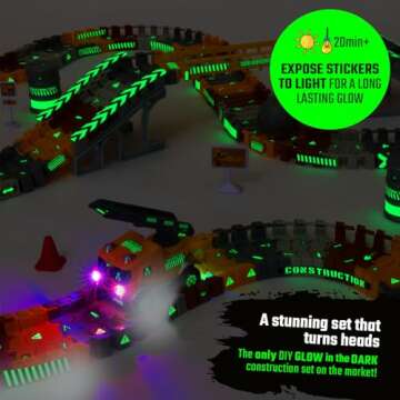 JITTERYGIT Construction Race Track Site Toy - Including Sandbox Vehicles, Trucks, Excavator, Bulldozer, Dump Truck, Crane - Birthday Gift for Kids, Boys, Girls, Toddlers for Ages 3 4 5 6 7 8 Year Old