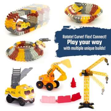 JITTERYGIT Construction Race Track Site Toy - Including Sandbox Vehicles, Trucks, Excavator, Bulldozer, Dump Truck, Crane - Birthday Gift for Kids, Boys, Girls, Toddlers for Ages 3 4 5 6 7 8 Year Old