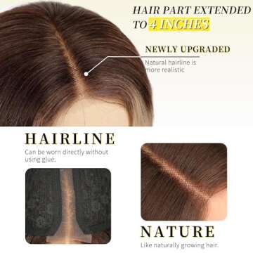 AISI HAIR Blonde Wig for Women, Long Wavy Lace Hairline Blond Synthetic Middle Part Ombre Blonde Wigs for Daily Party-26 Inch