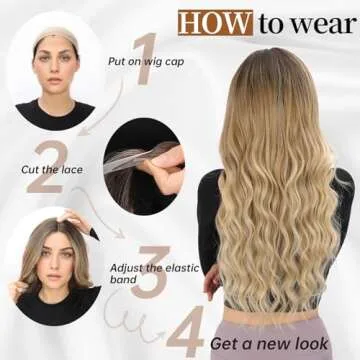 AISI HAIR Blonde Wig for Women, Long Wavy Lace Hairline Blond Synthetic Middle Part Ombre Blonde Wigs for Daily Party-26 Inch