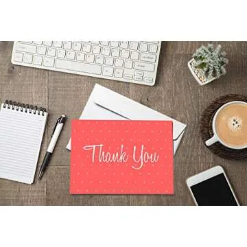 Oaklyn 48 Pack Thank You Cards with Envelopes 4"x 5.25" for Weddings, Baby Shower, Birthday Parties, Business, and Graduation Thank You Cards Blank - Assorted