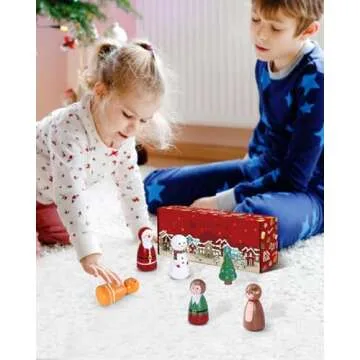 Xylolfsty Christmas Peg Dolls Playset for Kids Ages 7+