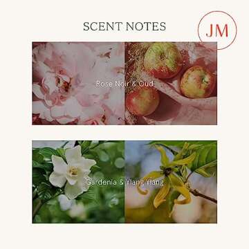 LA JOLIE MUSE Large Candles Set 2, Wood Wick Candle, Rose Noir & Oud, Gardenia & Ylang Ylang Candle, 90 Hours Long Burn Time Each, House Warming Gift New Home, Candles Gifts, Pink & White Candle Gift