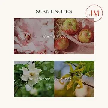 LA JOLIE MUSE Large Candles Set 2, Wood Wick Candle, Rose Noir & Oud, Gardenia & Ylang Ylang Candle, 90 Hours Long Burn Time Each, House Warming Gift New Home, Candles Gifts, Pink & White Candle Gift