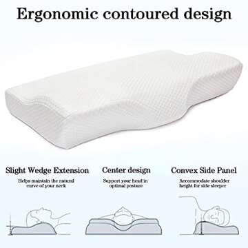 OCESOPH Contour Pillow,Memory Foam Pillow,Foam Pillow Sleeping,Orthopedic Sleeping Pillow Cervical Pillow for Neck and Shoulder Pain
