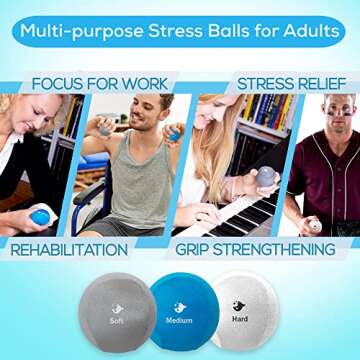 Serenilite 3X Hand Therapy Exercise Stress Ball Bundle - Soft, Medium & Hard